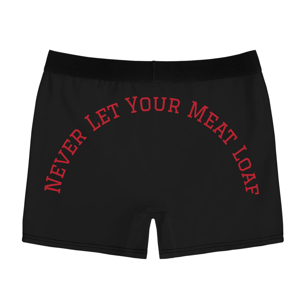 Meet Loaf Black Men's Boxer Briefs — Gothic Red Text