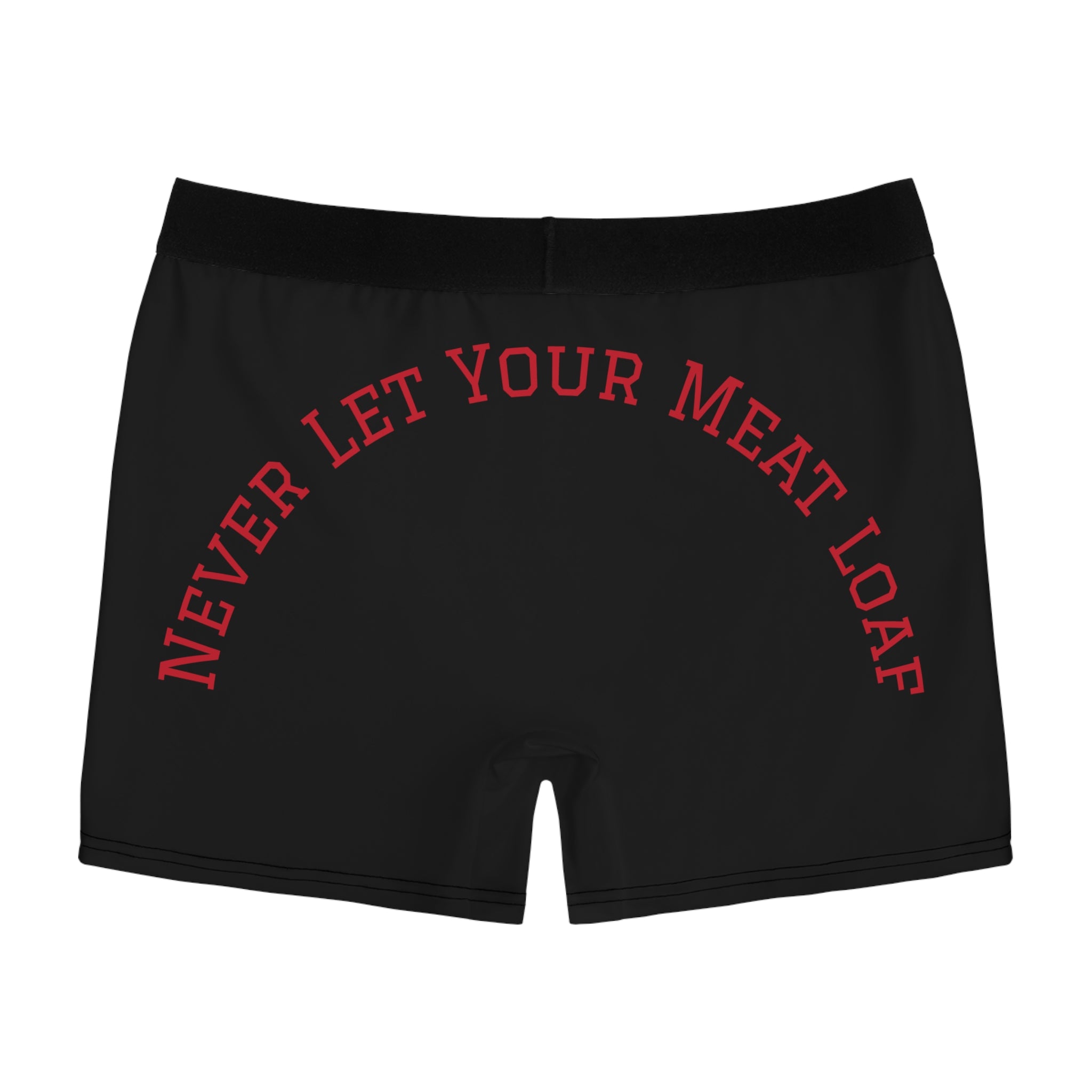 Meet Loaf Black Men's Boxer Briefs — Gothic Red Text