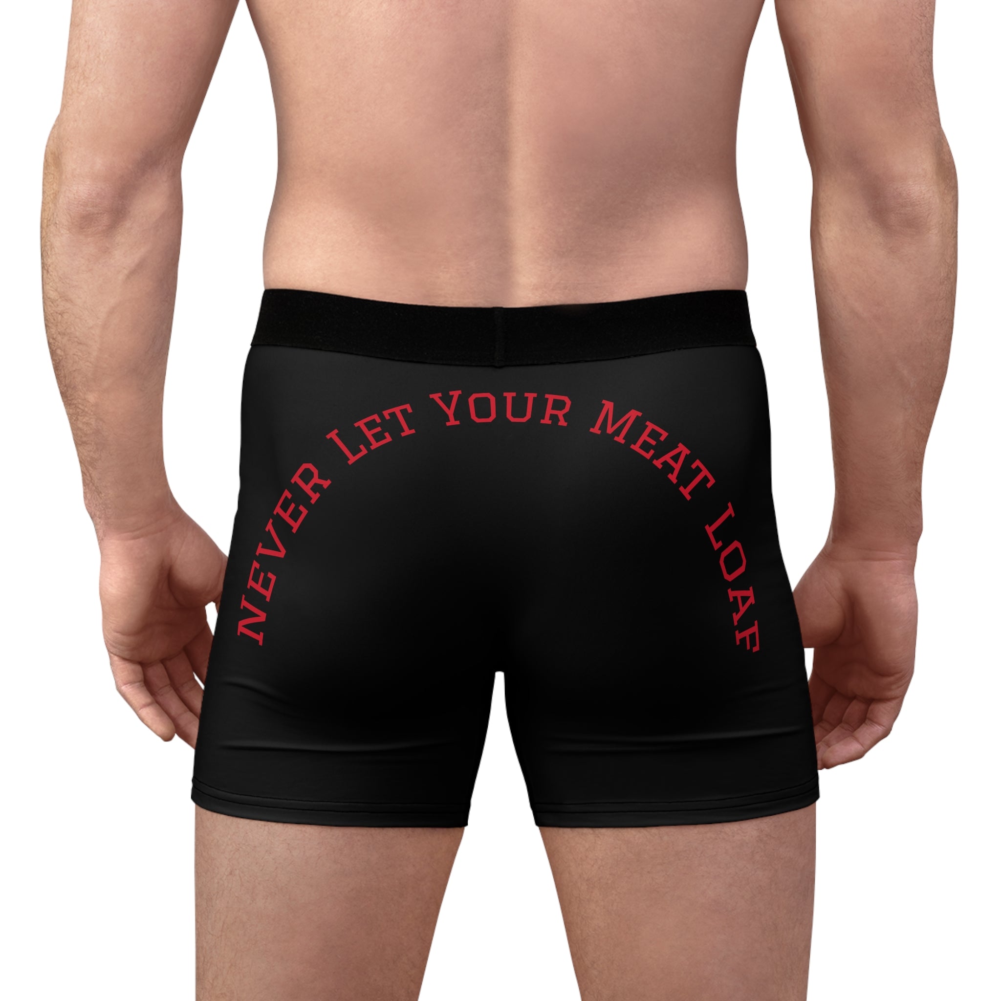 Meet Loaf Black Men's Boxer Briefs — Gothic Red Text
