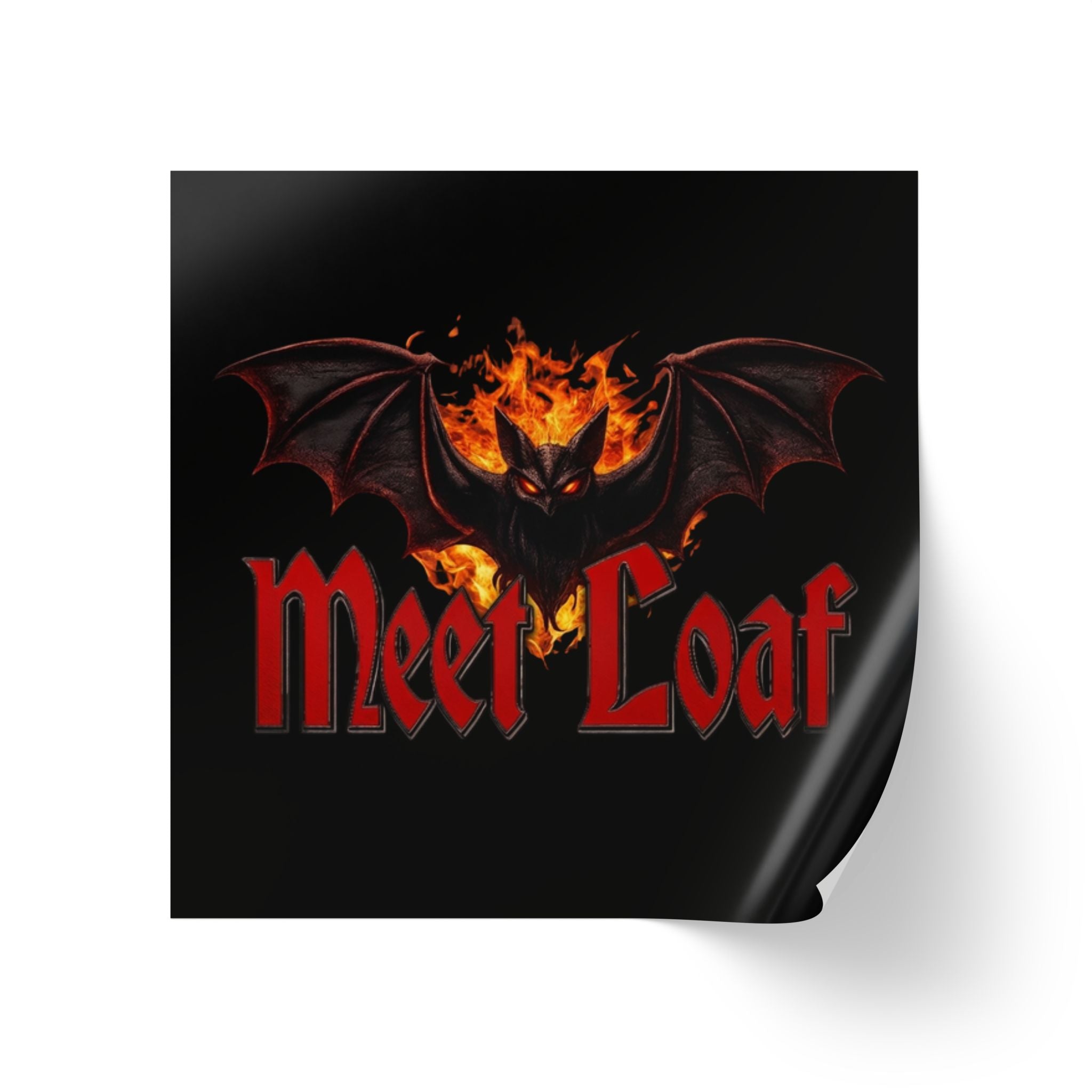 Square Sticker Roll — 'Meet Loaf' Flaming Bat Logo Labels (Bulk)
