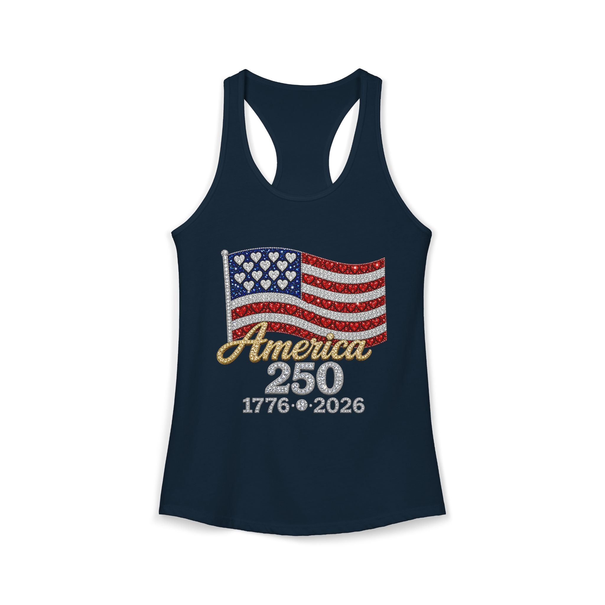 America 250 Rhinestone Flag Women’s Racerback Tank