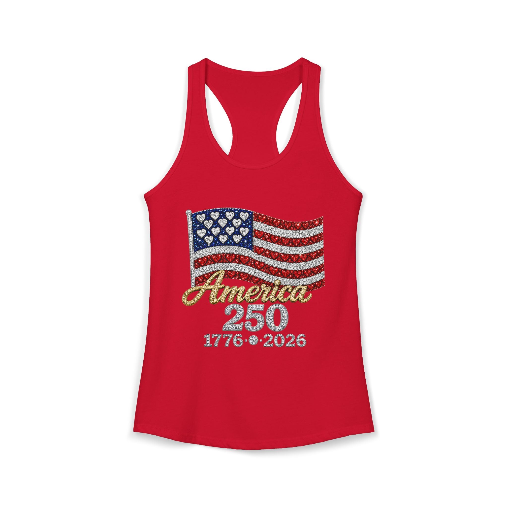 America 250 Rhinestone Flag Women’s Racerback Tank