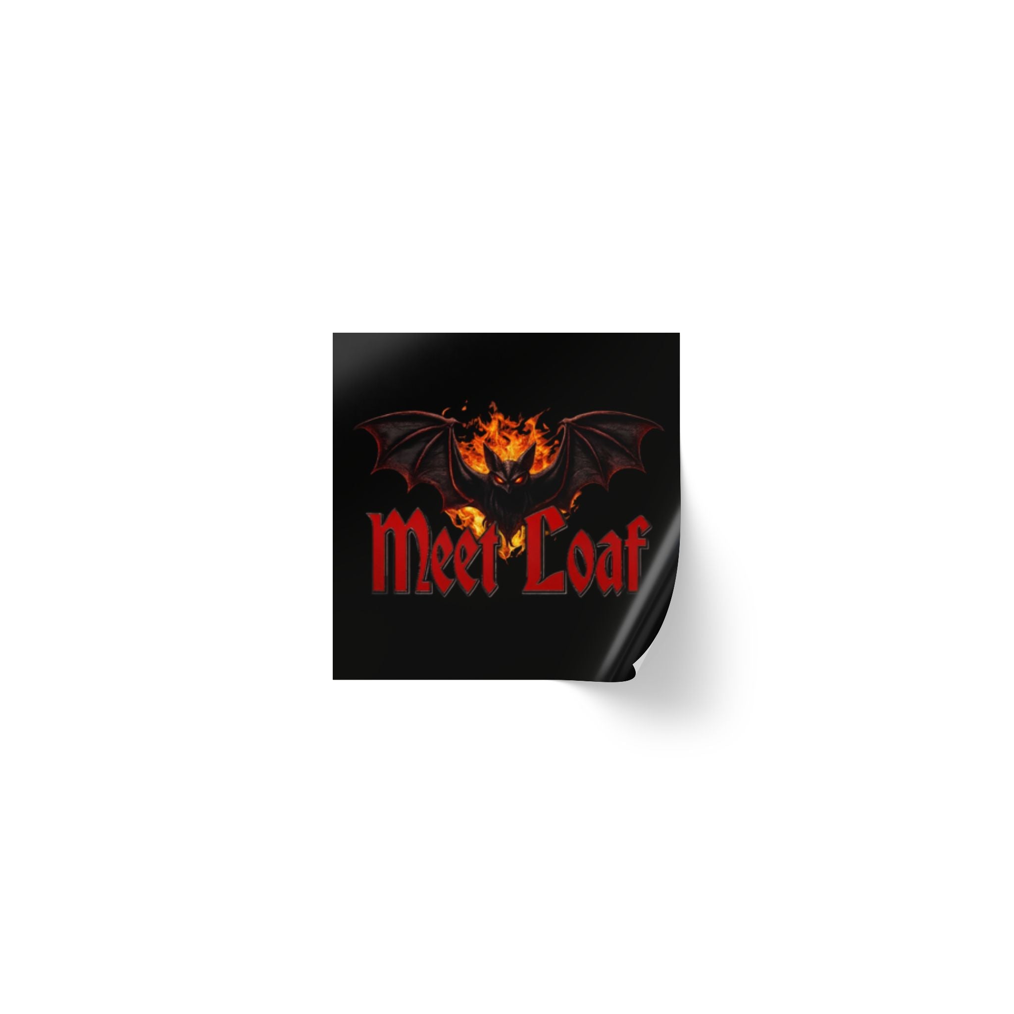 Square Sticker Roll — 'Meet Loaf' Flaming Bat Logo Labels (Bulk)