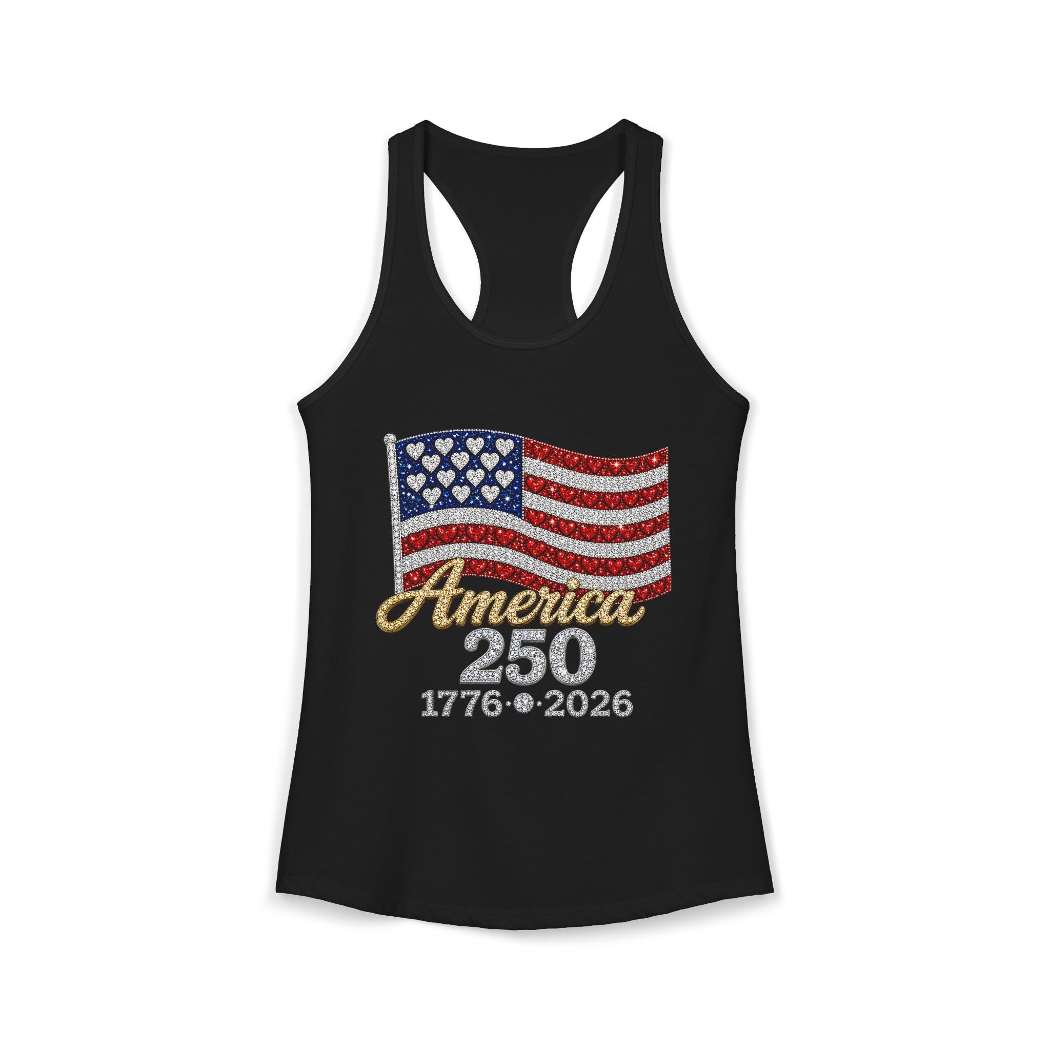 America 250 Rhinestone Flag Women’s Racerback Tank
