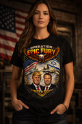 Operation Epic Fury Patriotic Eagle Fighter Jet T-Shirt, USA Israel Flag Graphic Tee, Military Airstrike Style Shirt for Men, Bold Aviation Gift, Trump, Pete Hegseth