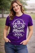 Music Is My Soul Shirt, Vintage Microphone Headphones Tee, Music Lover T-Shirt, Singer Gift, DJ Gift, Music Teacher Shirt, Studio Tee