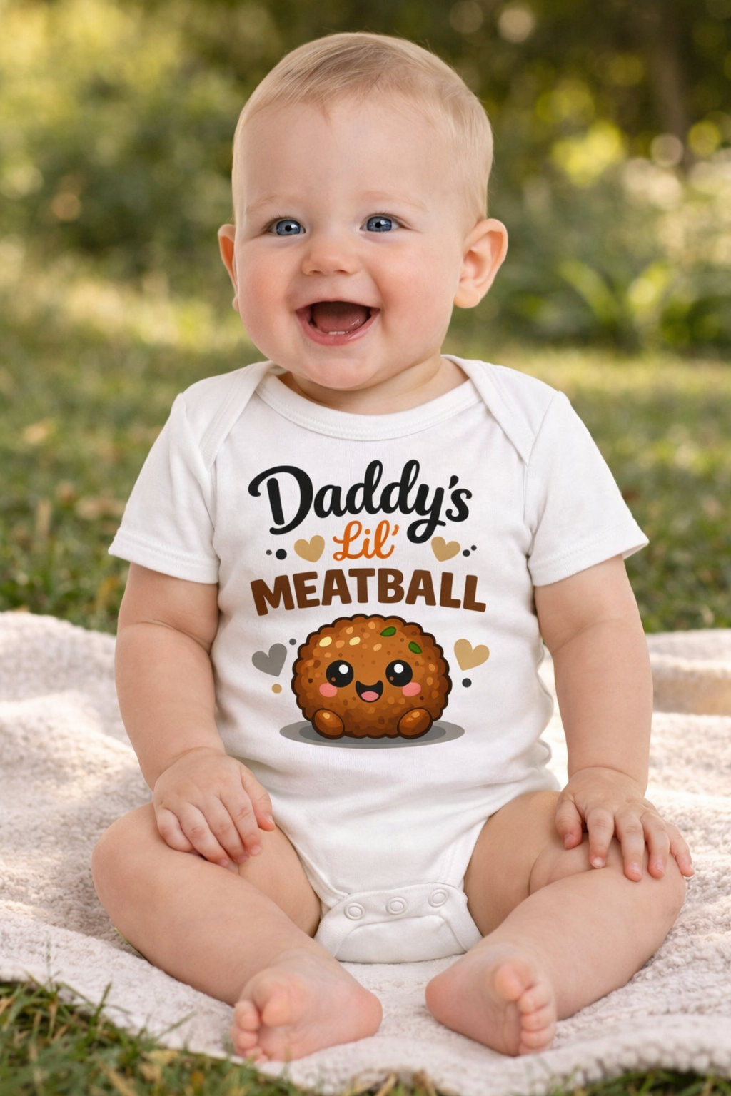 Daddy’s Lil Meatball Baby Bodysuit, Funny Foodie Baby Onesie, Cute Unisex Infant Outfit, Baby Shower Gift, Gift for New Dad
