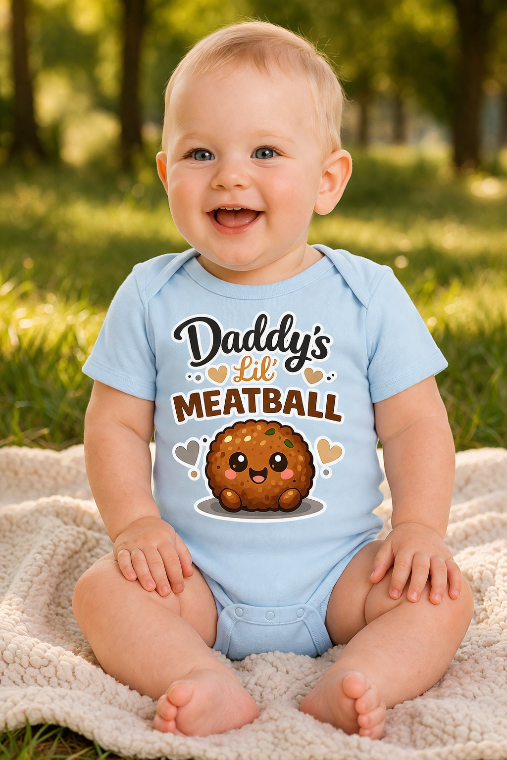 Daddy’s Lil Meatball Baby Bodysuit, Funny Foodie Baby Onesie, Cute Unisex Infant Outfit, Baby Shower Gift, Gift for New Dad