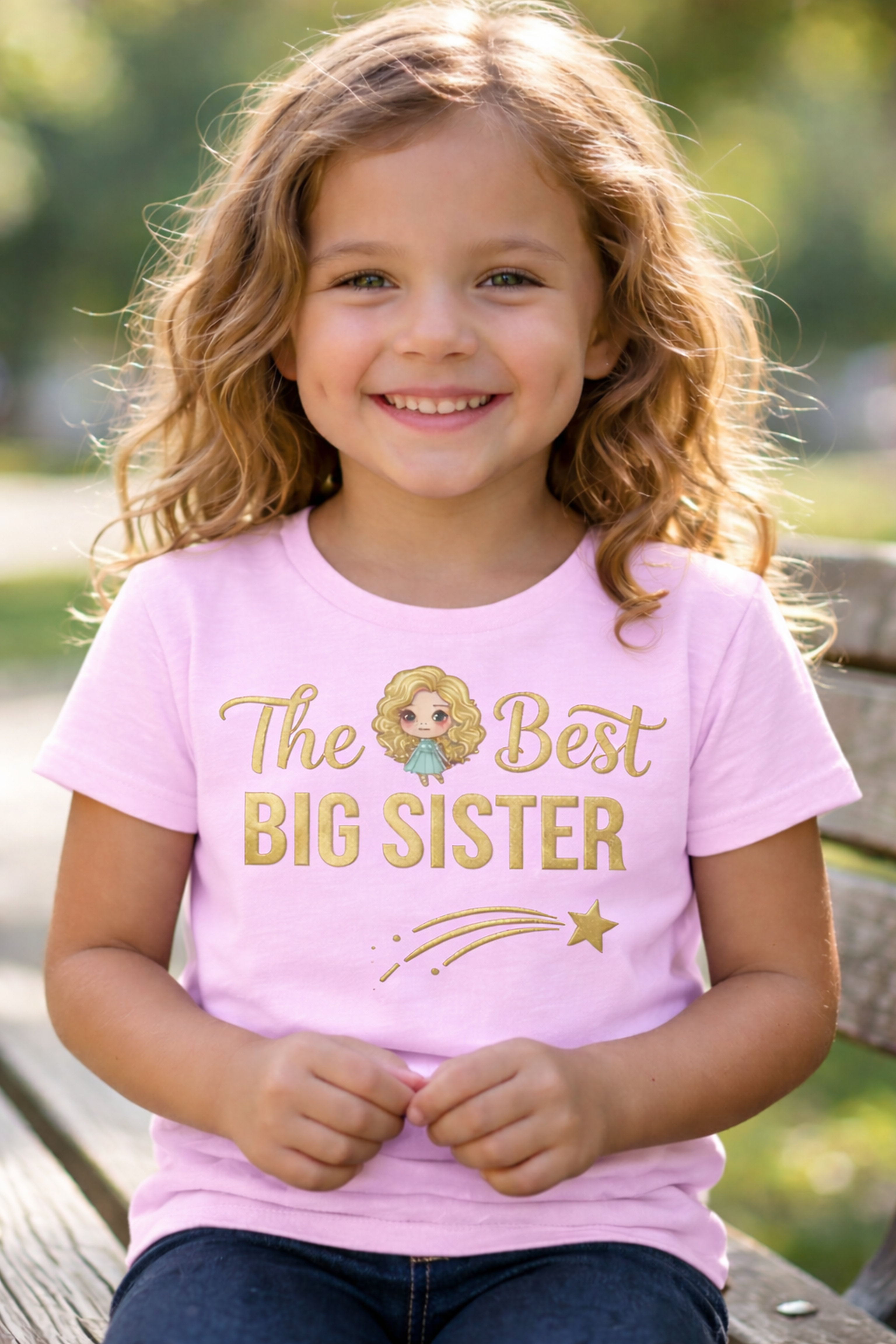 The Best Big Sister Kids T-Shirt – Cute Sibling Reveal & Big Sister Gift