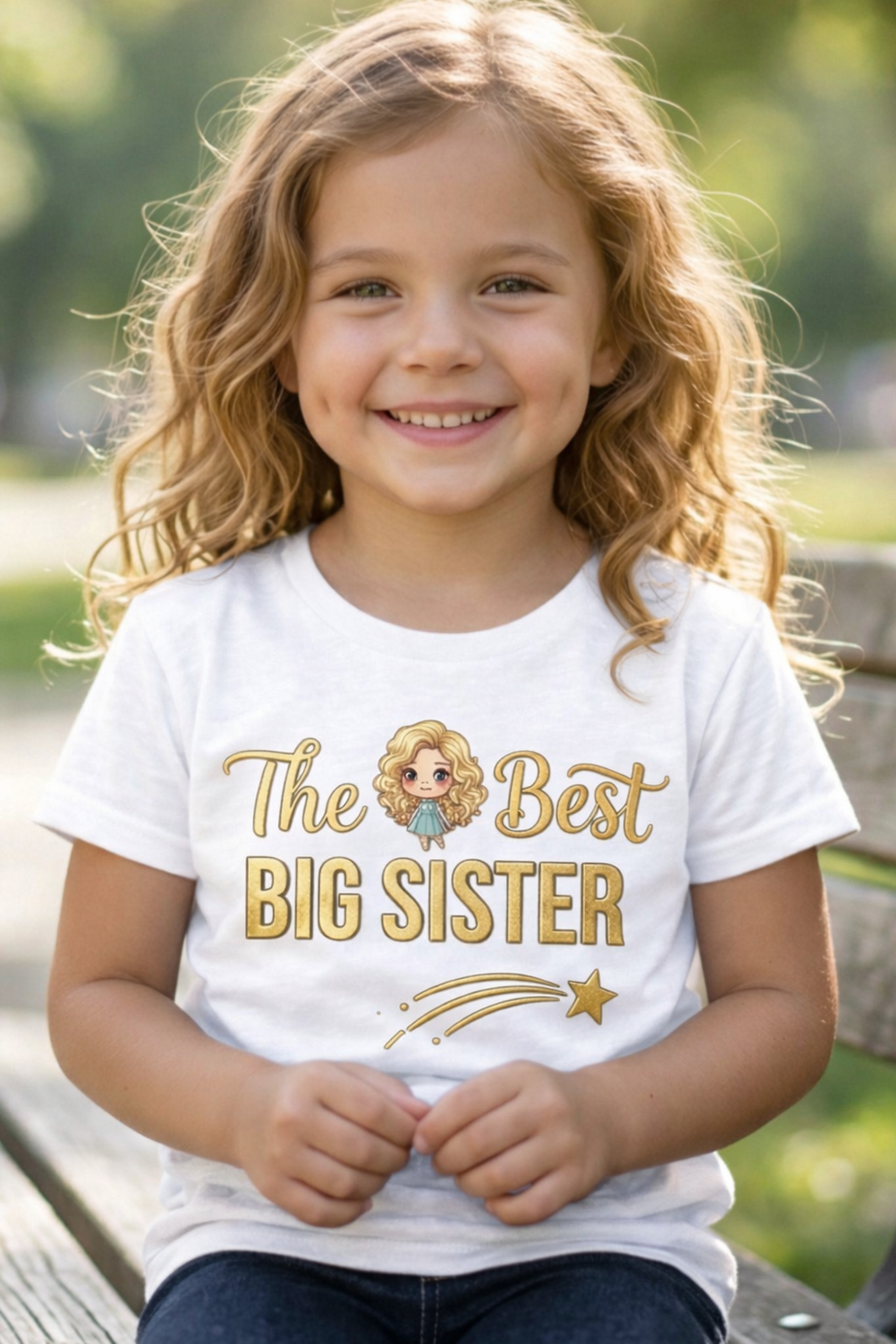 The Best Big Sister Kids T-Shirt – Cute Sibling Reveal & Big Sister Gift