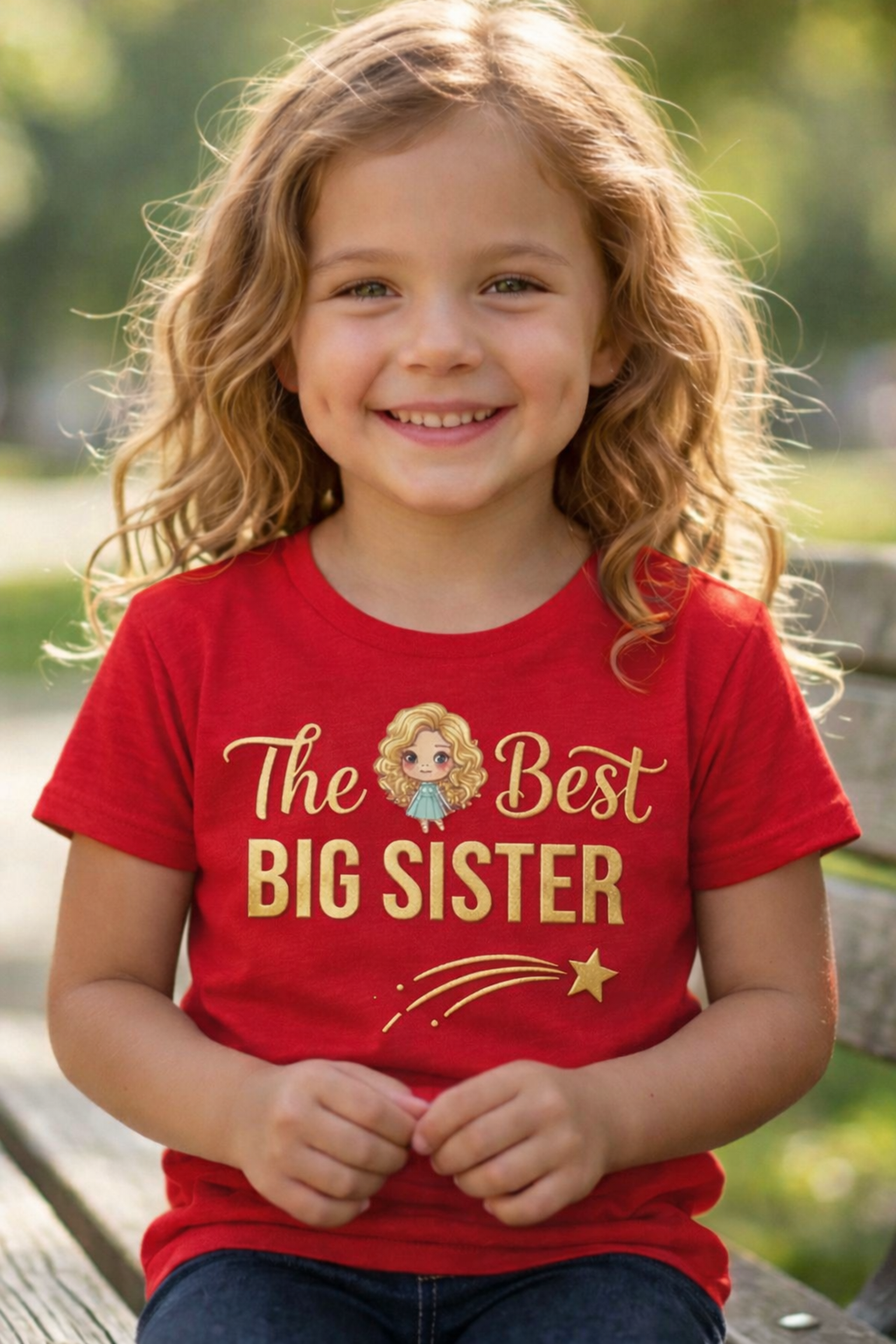 The Best Big Sister Kids T-Shirt – Cute Sibling Reveal & Big Sister Gift