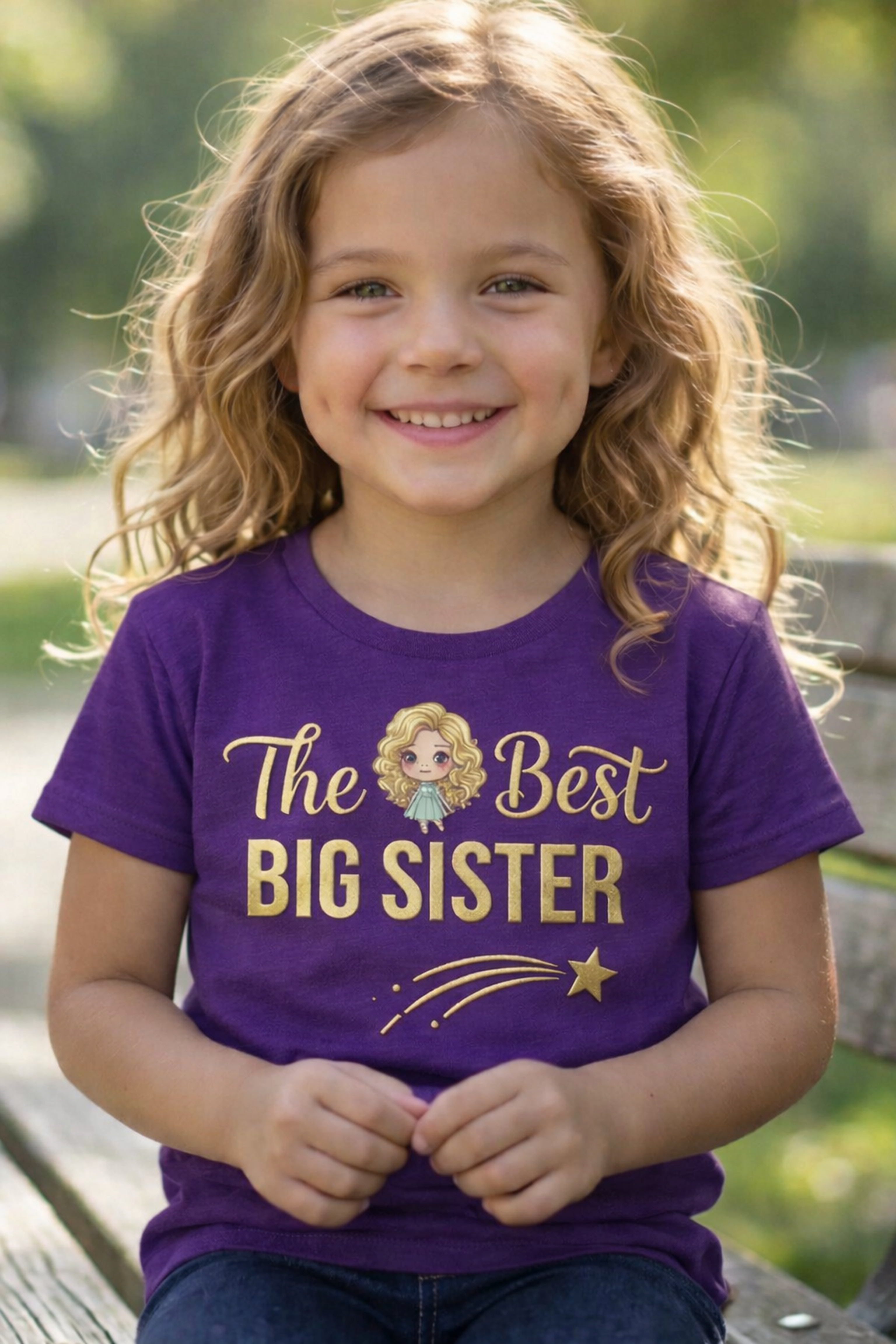 The Best Big Sister Kids T-Shirt – Cute Sibling Reveal & Big Sister Gift