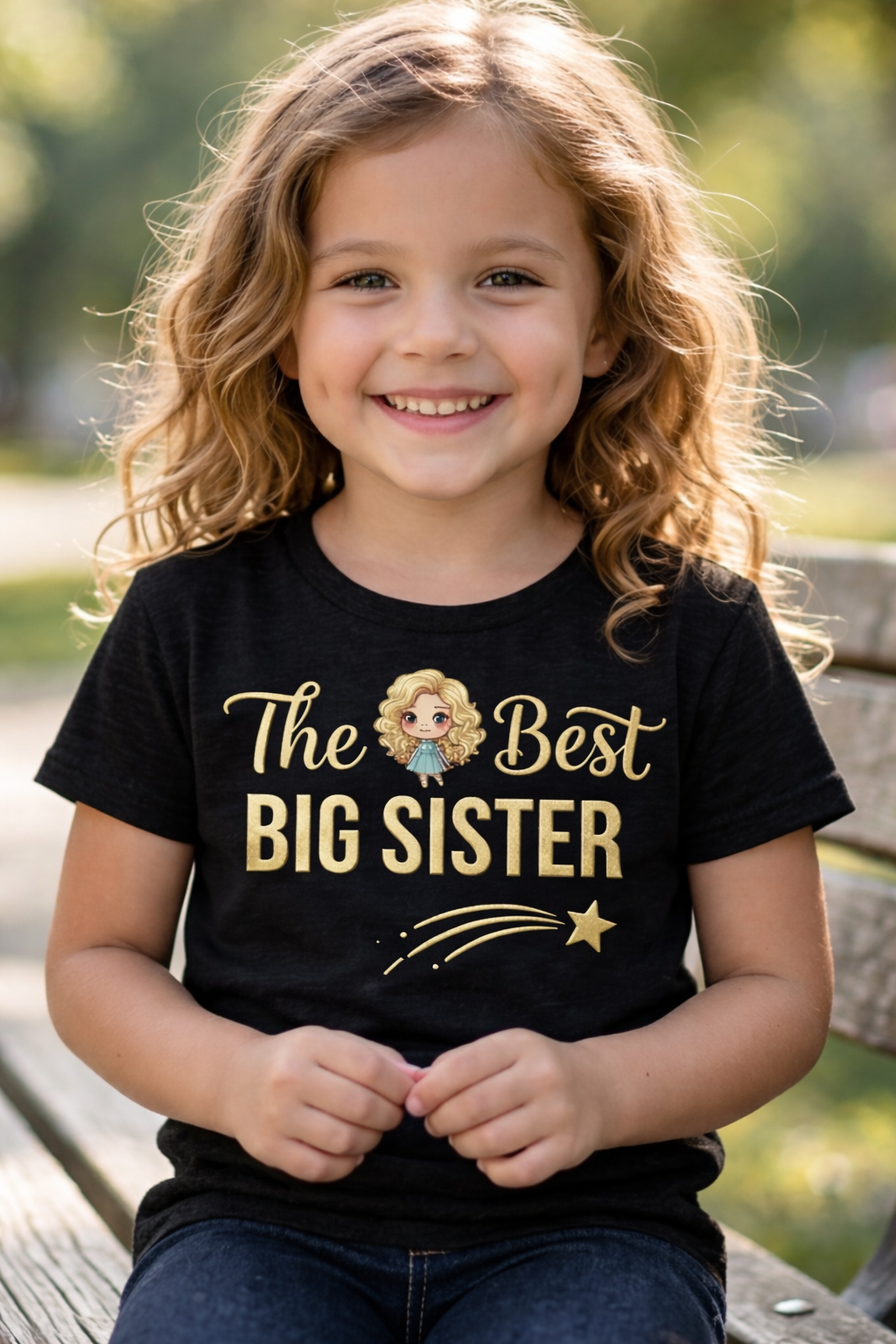 The Best Big Sister Kids T-Shirt – Cute Sibling Reveal & Big Sister Gift