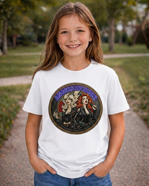 Angels of Rock Kids Graphic T-Shirt – Vintage Rock Band Tee for Boys and Girls