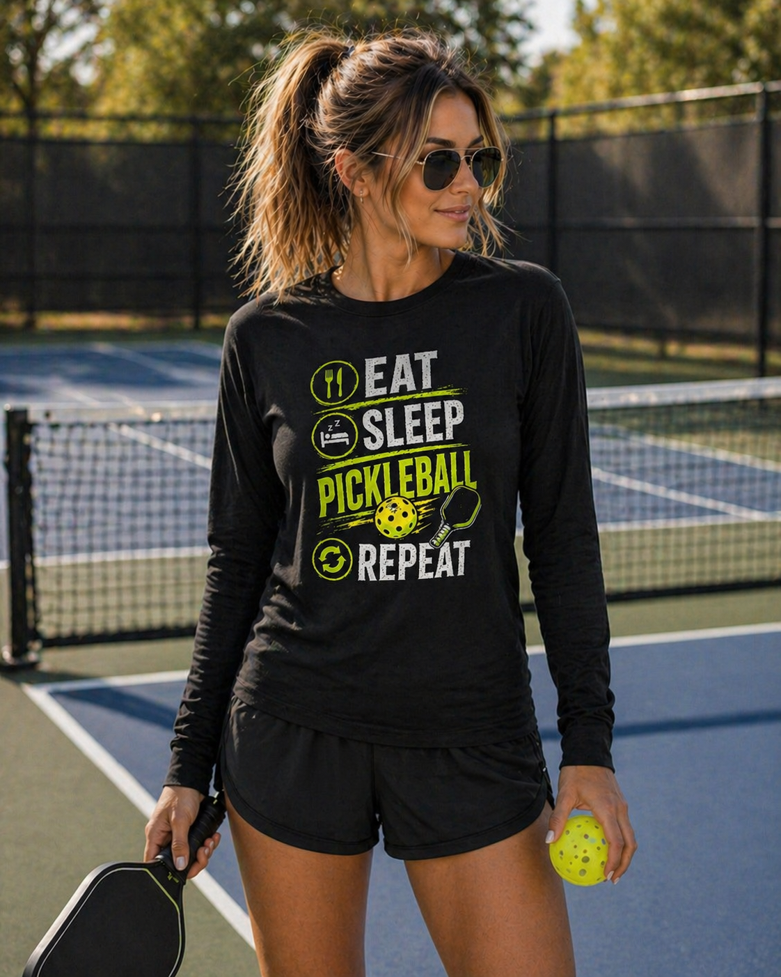 Pickleball Eat, Sleep, Pickleball Long Sleeve Shirt