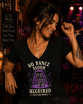 No Dance Floor Required V-Neck Tee — Fun Music & Bar Stool Graphic Shirt