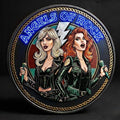 Angels of Rock Round Vinyl Sticker — Retro Female Rock Duo Design