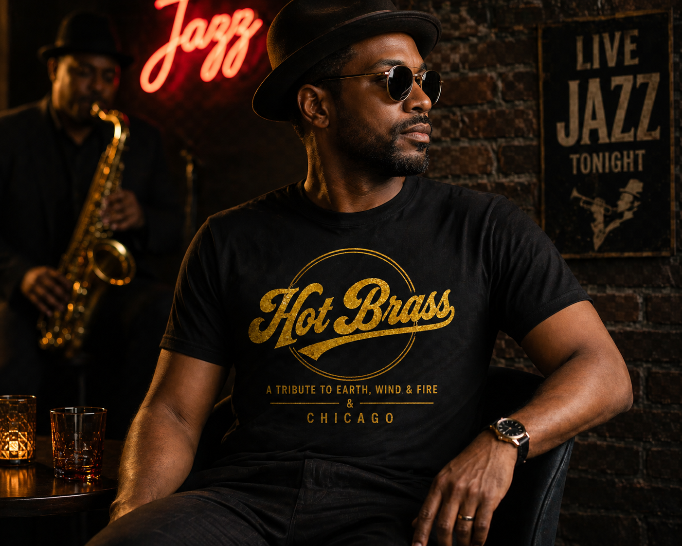 Hot Brass - Earth, Wind & Fire and Chicago Tribute Band Tee