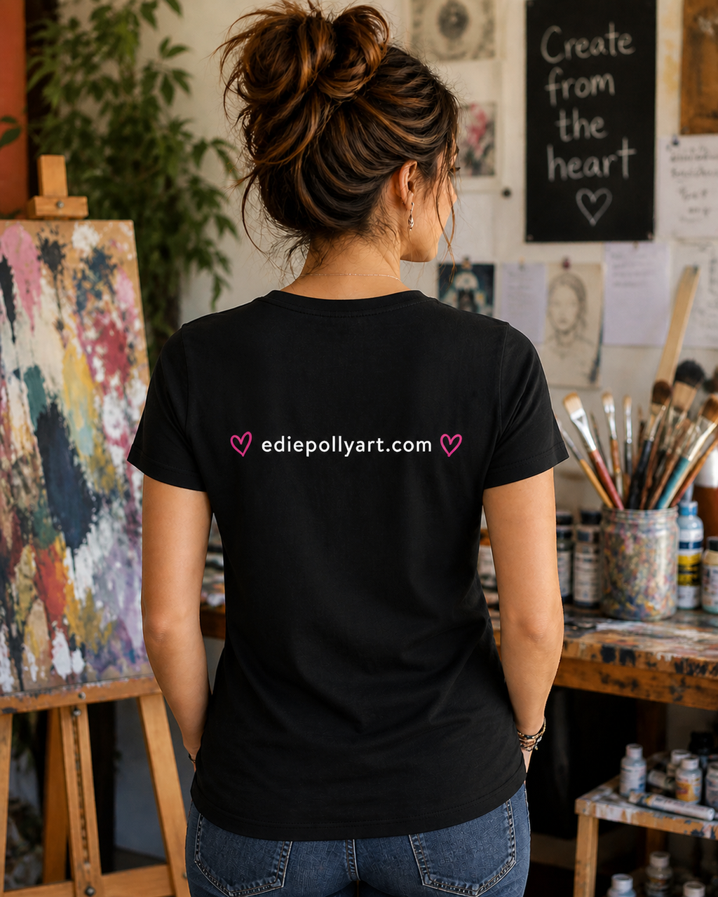 In Art As In Love, Instinct Is Enough Shirt – Women’s Black V-Neck Artist Tee