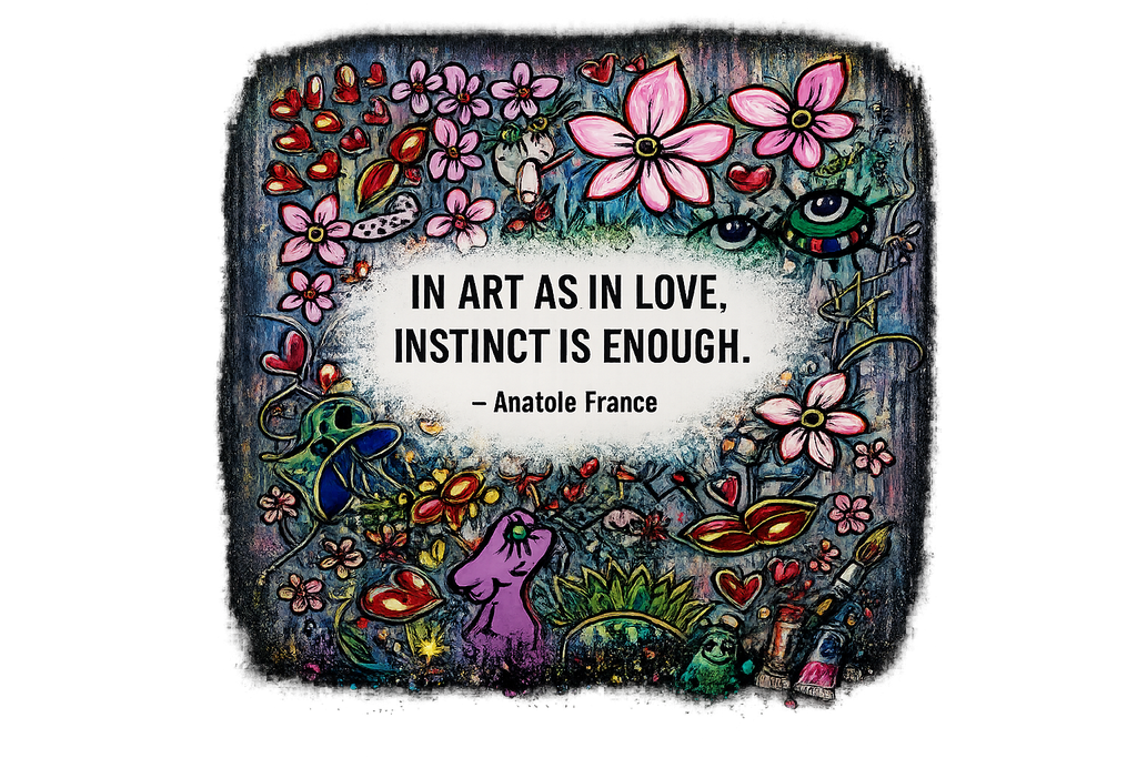 In Art As In Love, Instinct Is Enough Shirt – Women’s Black V-Neck Artist Tee