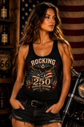 Women’s 4th of July Patriotic Eagle Tank Top – Rocking 250 Years of Freedom