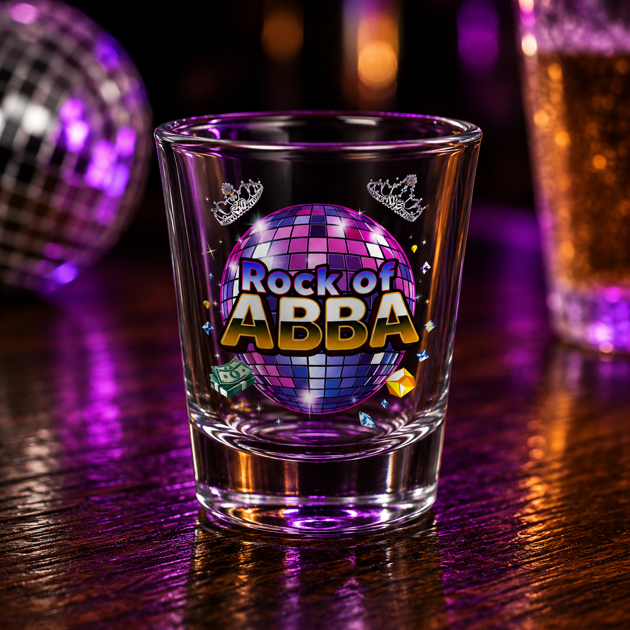 Rock of ABBA Shot Glass – Disco Ball ABBA Tribute Barware