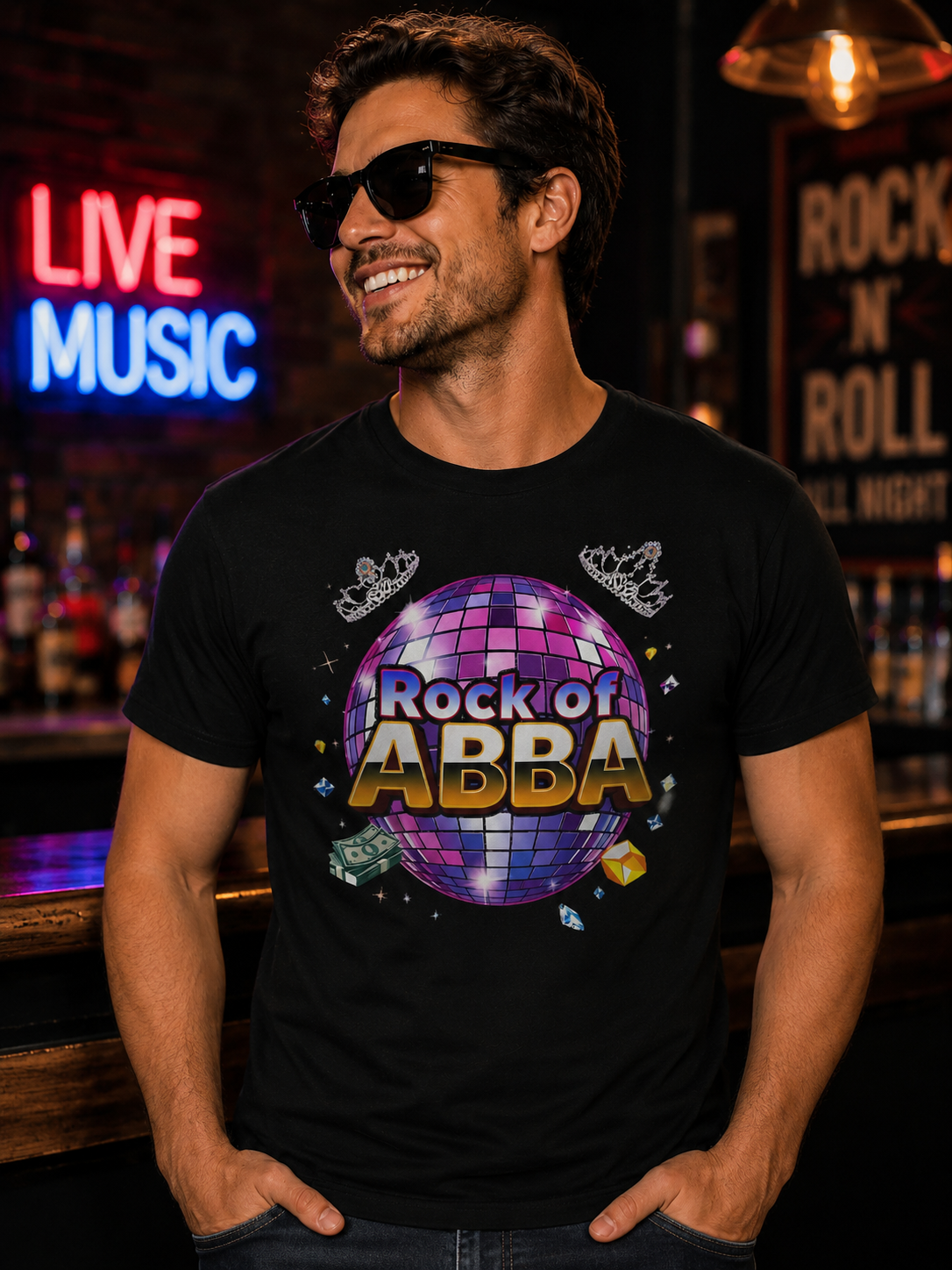 Rock of ABBA Unisex T-Shirt – Disco Ball ABBA Tribute Rock Tee