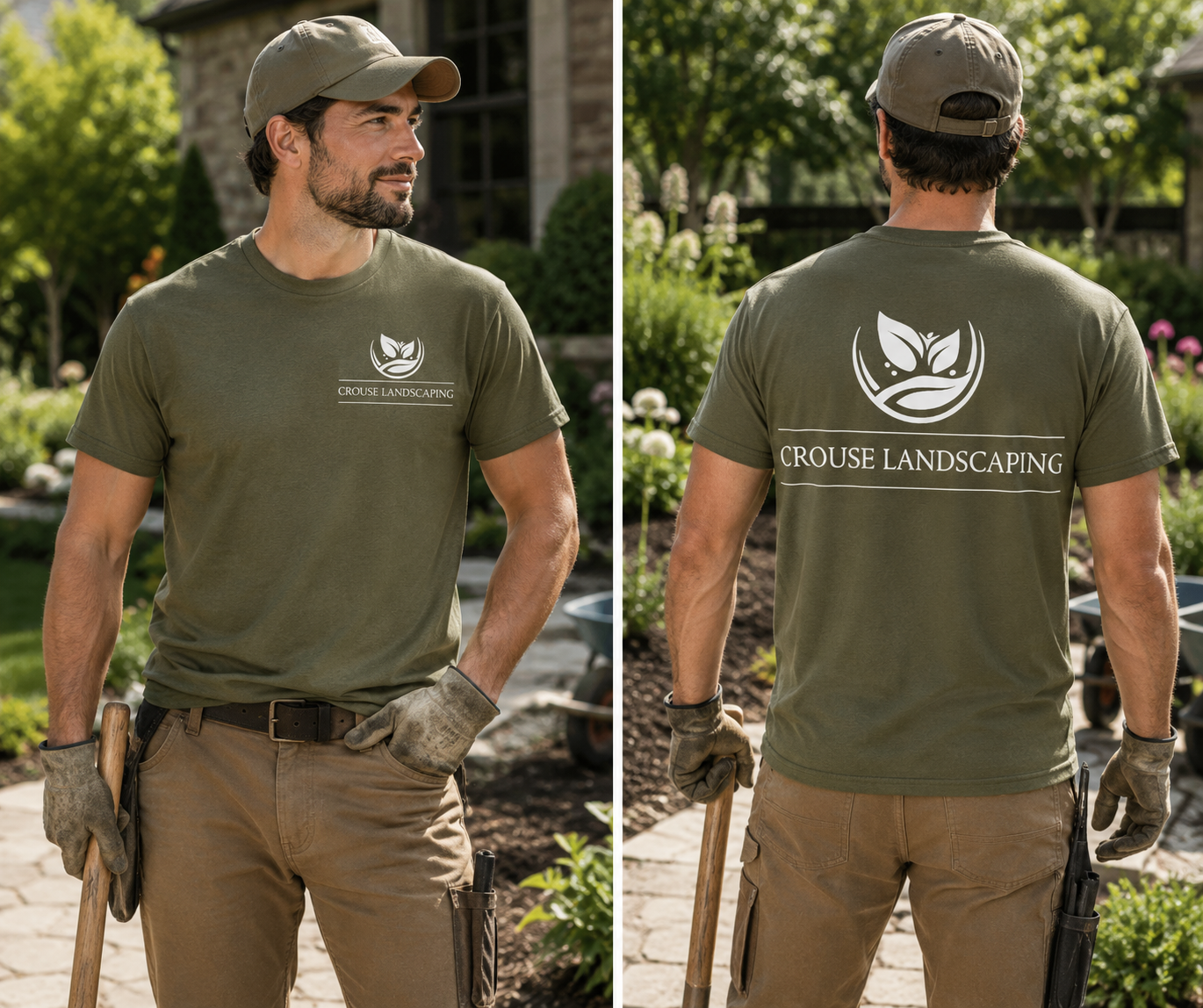 Crouse Landscaping Performance Tee | ST350 Moisture-Wicking Work Shirt | Landscaper Uniform Shirt | Custom Lawn Care Company Apparel