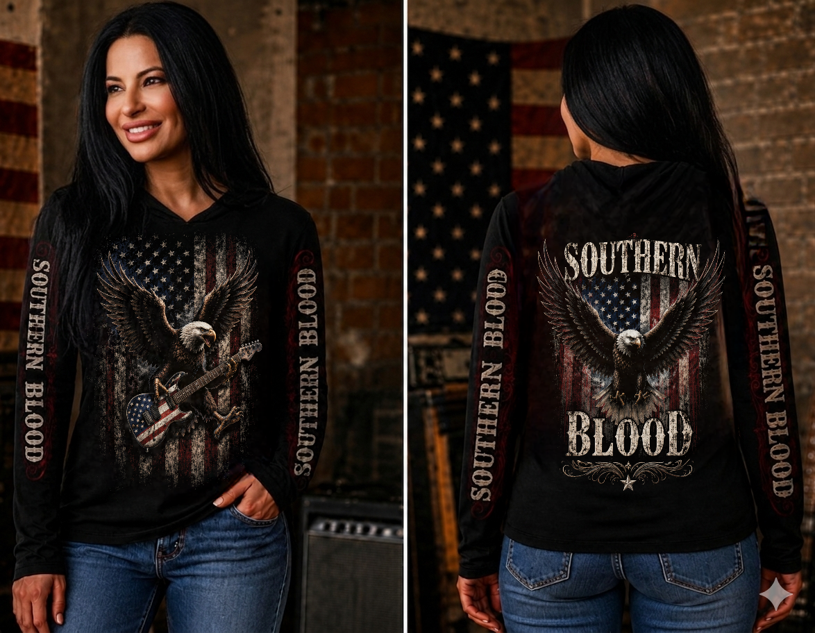 Southern Blood Eagle Hoodie – Patriotic Southern Rock Long Sleeve