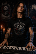 Haunting Harmony Gothic Metal Logo Shirt – Dark Rock Band Style Tee – Live Loud Stay Haunted Graphic T-Shirt