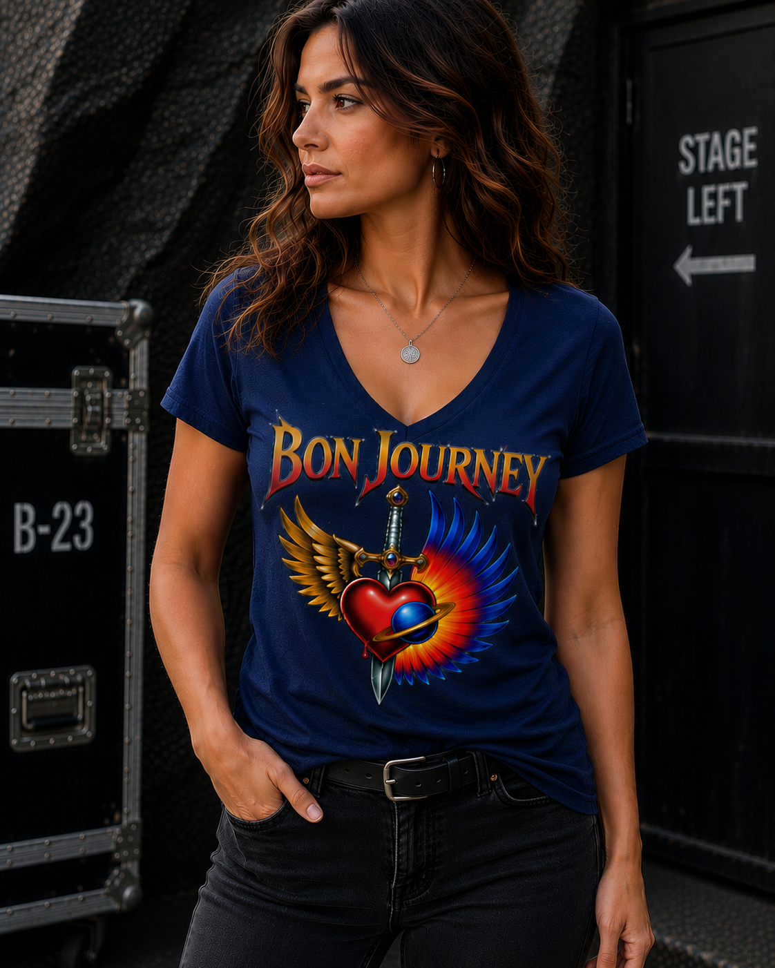 Bon Journey Women's V-Neck Rock T-Shirt – Journey & Bon Jovi Inspired Concert Tee
