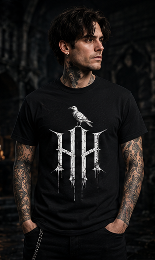 Haunting Harmony Raven Gothic Logo Shirt