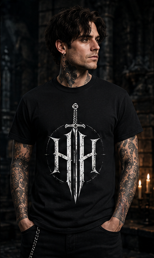 Haunting Harmony Sword Gothic Logo Shirt
