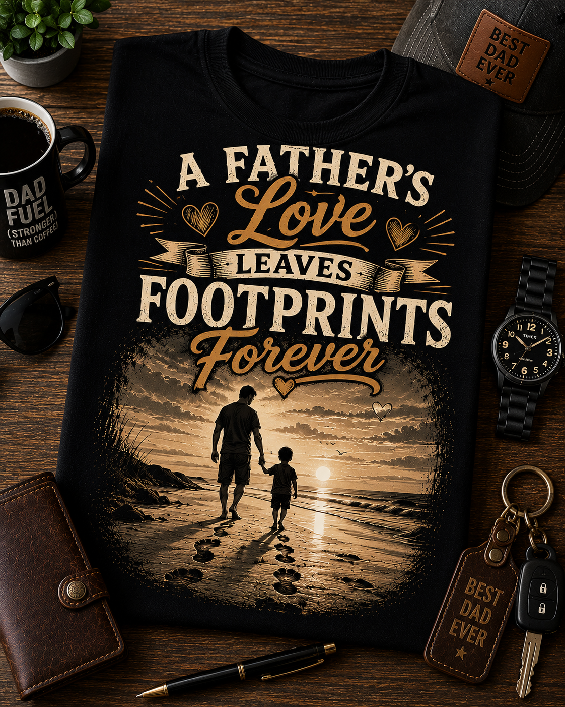A Father's Love Leaves Footprints Forever Shirt – Sentimental Father's Day Gift Tee
