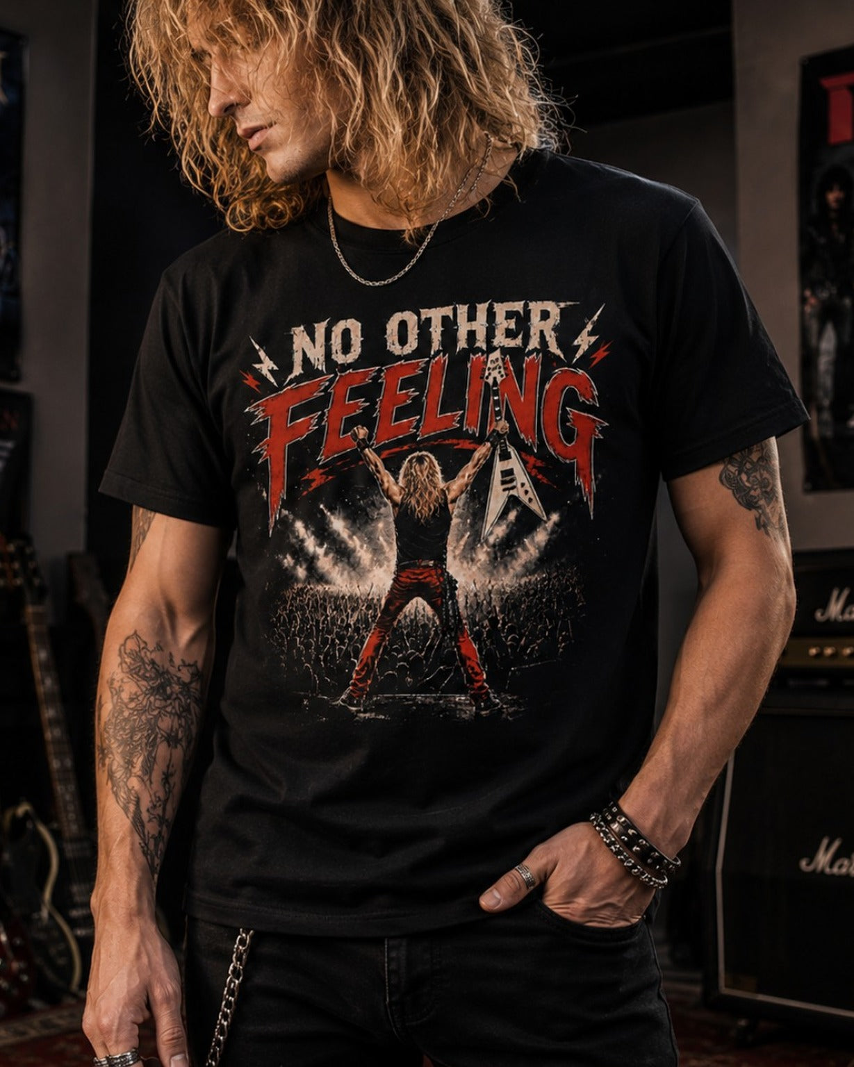 No Other Feeling Retro Shred Guitar Shirt | 80s Metal Guitarist Tee