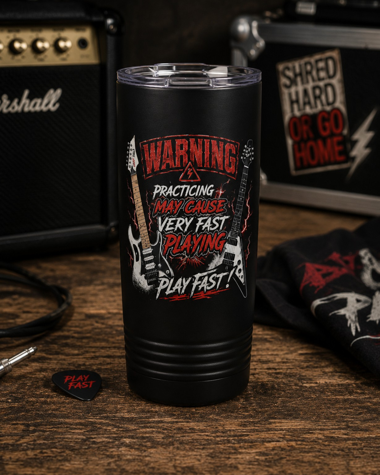 Warning Very Fast Playing Guitar Tumbler | 20oz Polar Camel Rock Tumbler