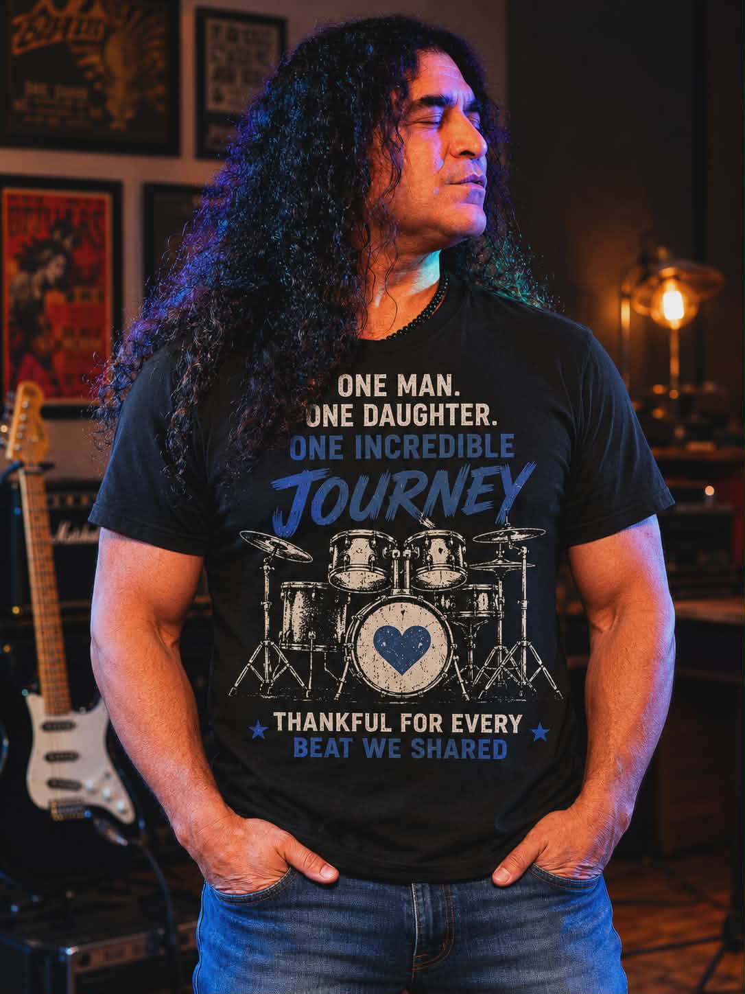 One Man One Daughter One Incredible Journey Dad Drummer Shirt