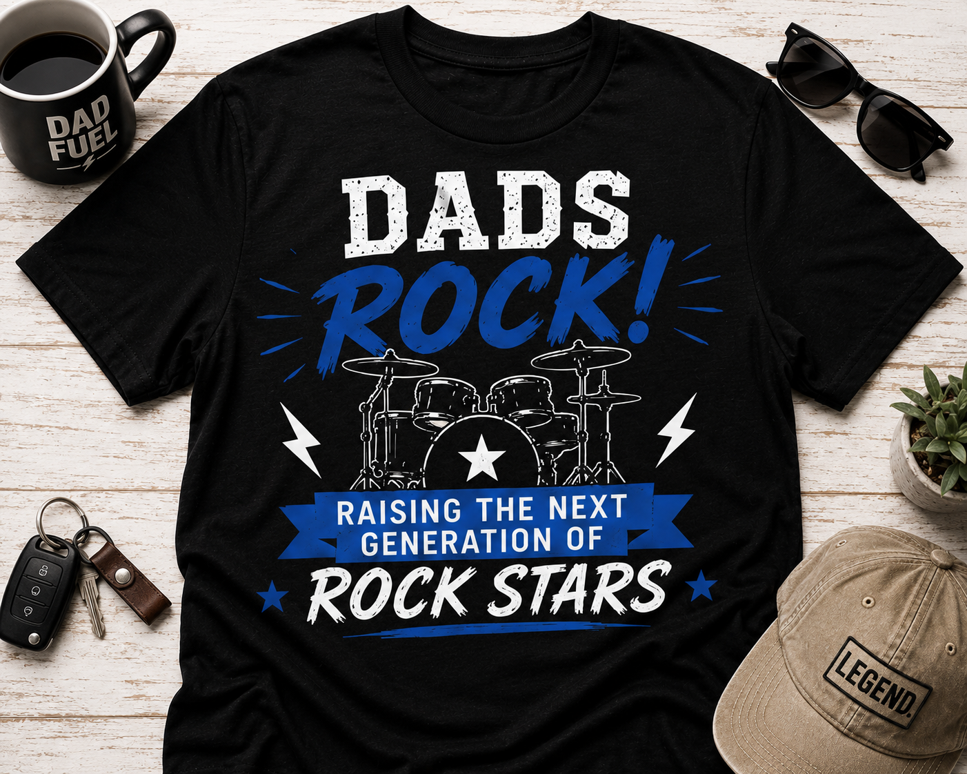 Dads Rock (Drums) T-Shirt – Raising the Next Generation of Rock Stars Dad Shirt