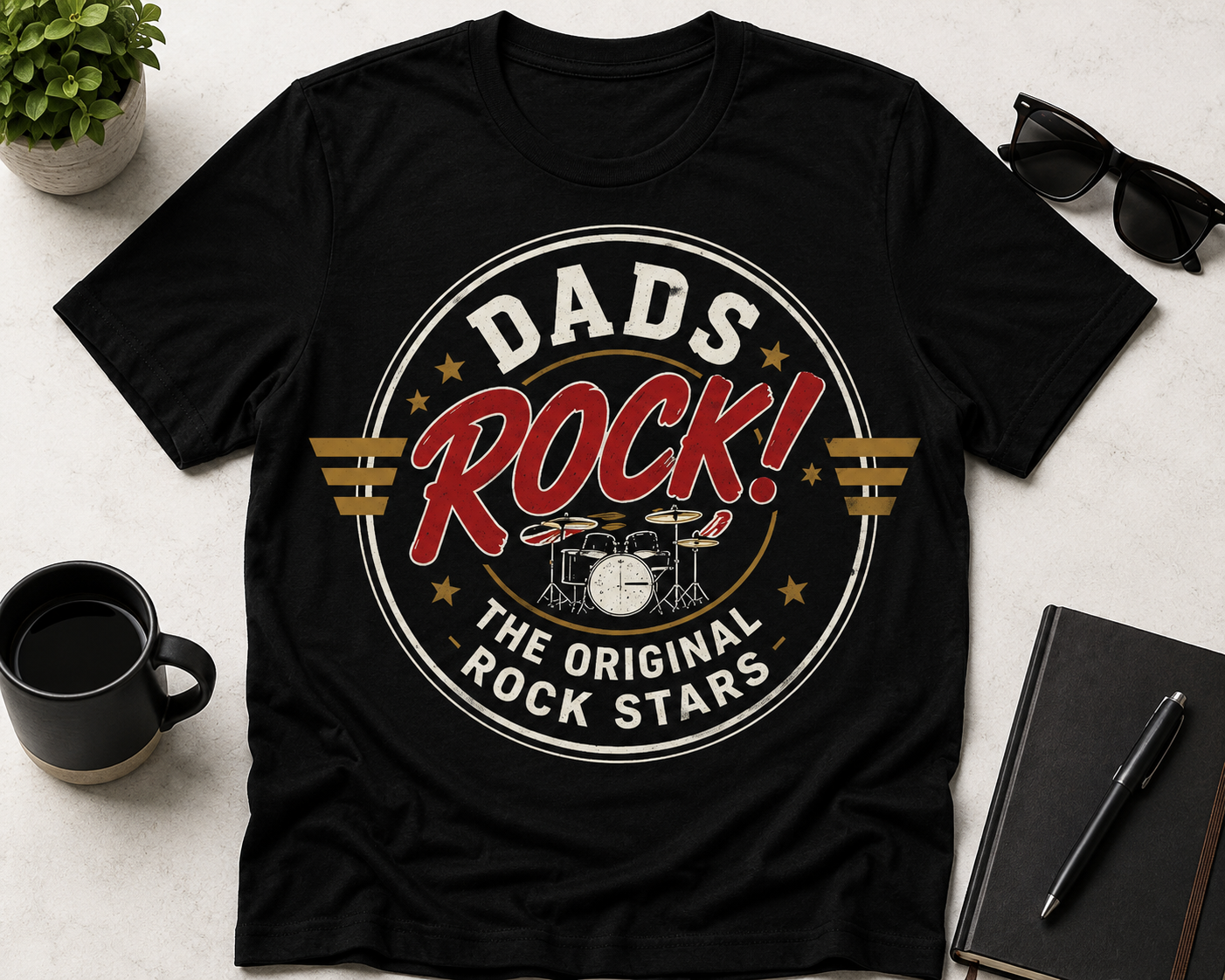Dads Rock (Drums) T-Shirt – The Original Rock Stars Dad Shirt