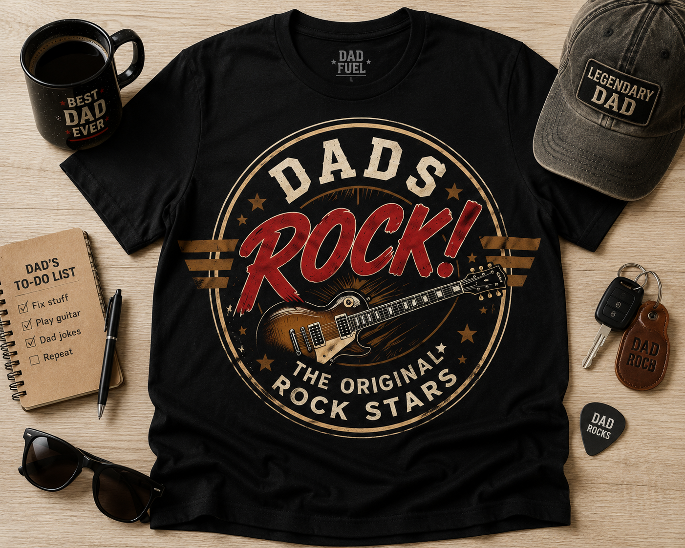 Dads Rock (Guitar) T-Shirt – The Original Rock Stars Guitar Dad Shirt