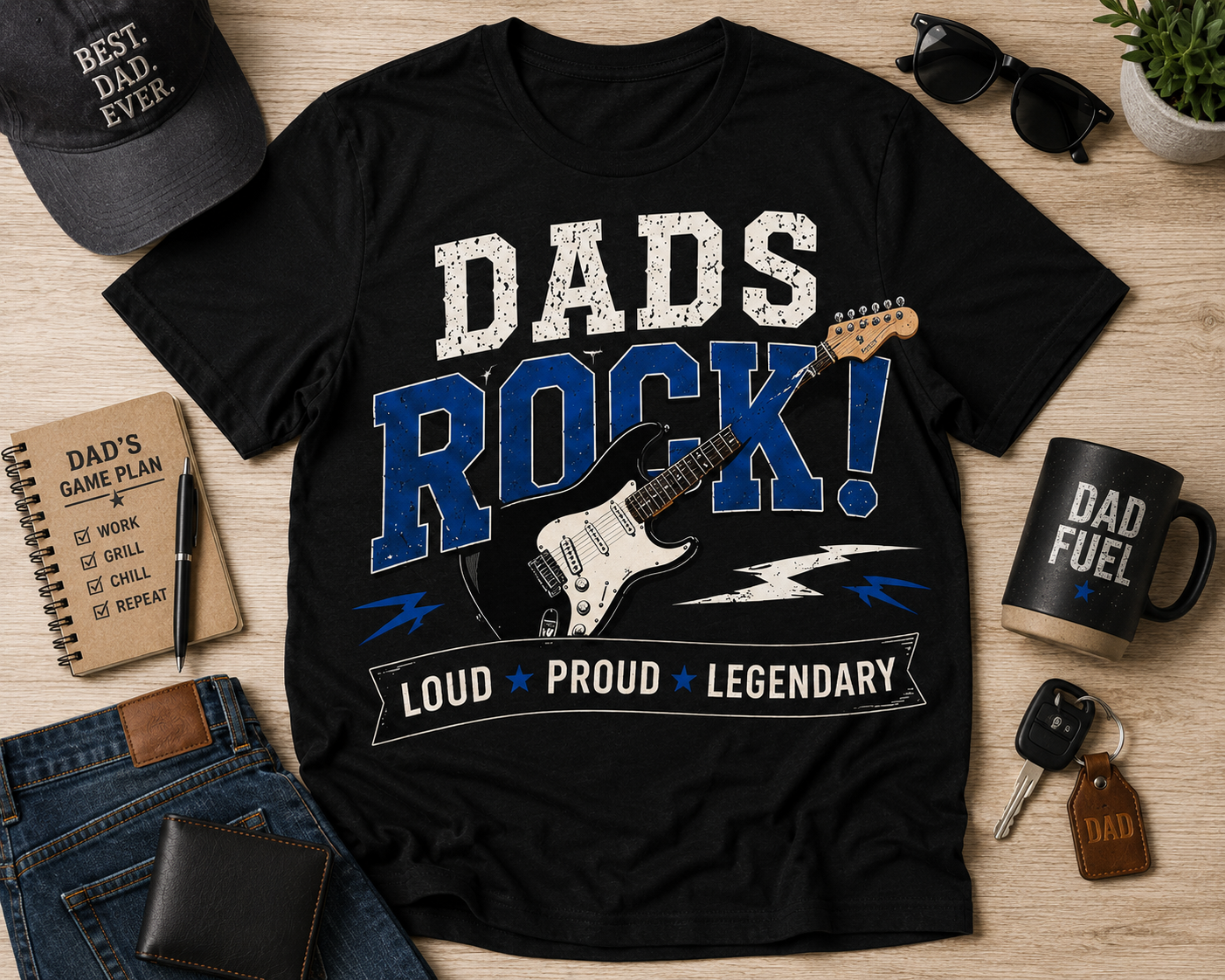 Dads Rock (Guitar) T-Shirt – Loud Proud Legendary Guitar Dad Shirt