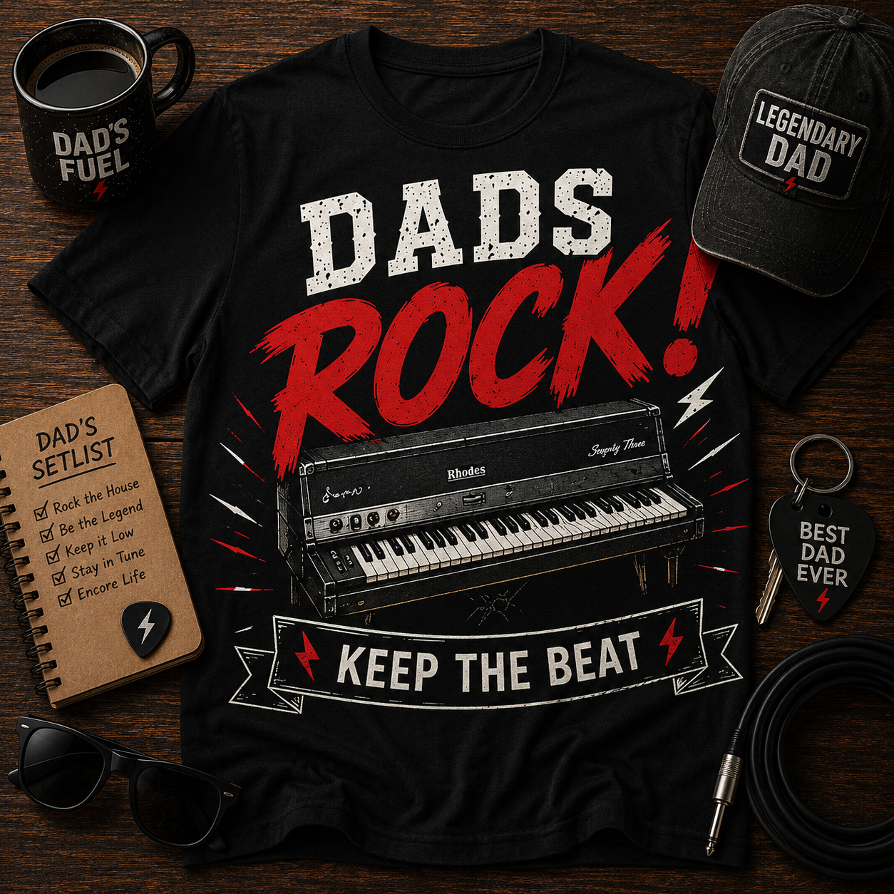 Dads Rock (Keyboard) Shirt – Keep the Beat
