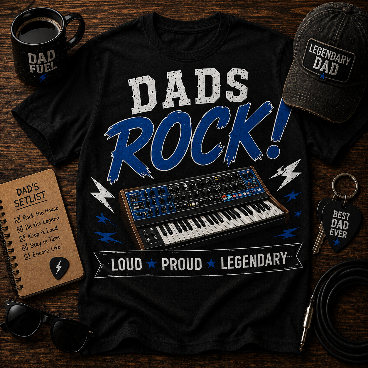 Dads Rock (Keyboard) Shirt – Loud Proud Legendary
