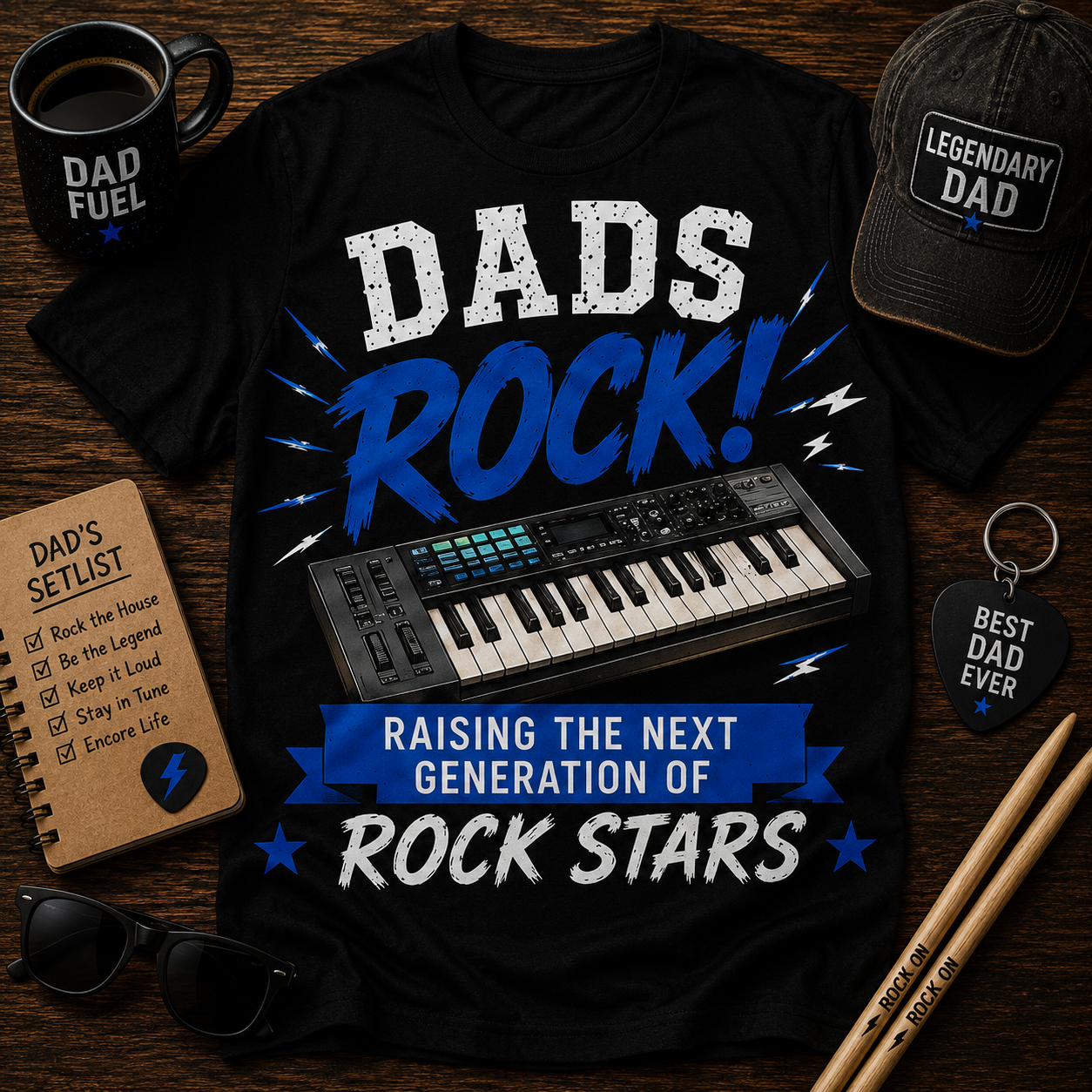 Dads Rock (Keyboard) Shirt – Raising the Next Generation of Rock Stars