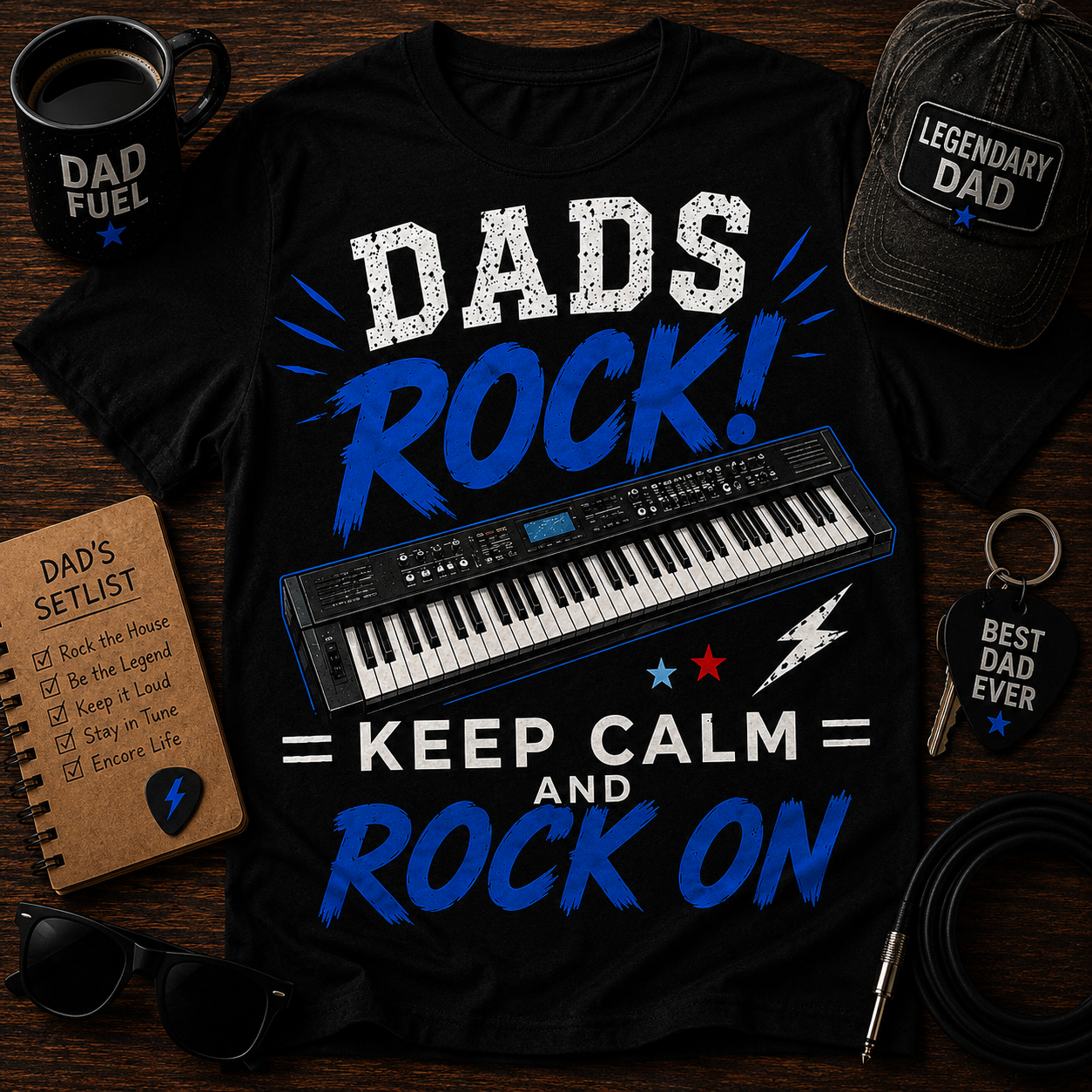 Dads Rock (Keyboard) Shirt – Keep Calm and Rock On