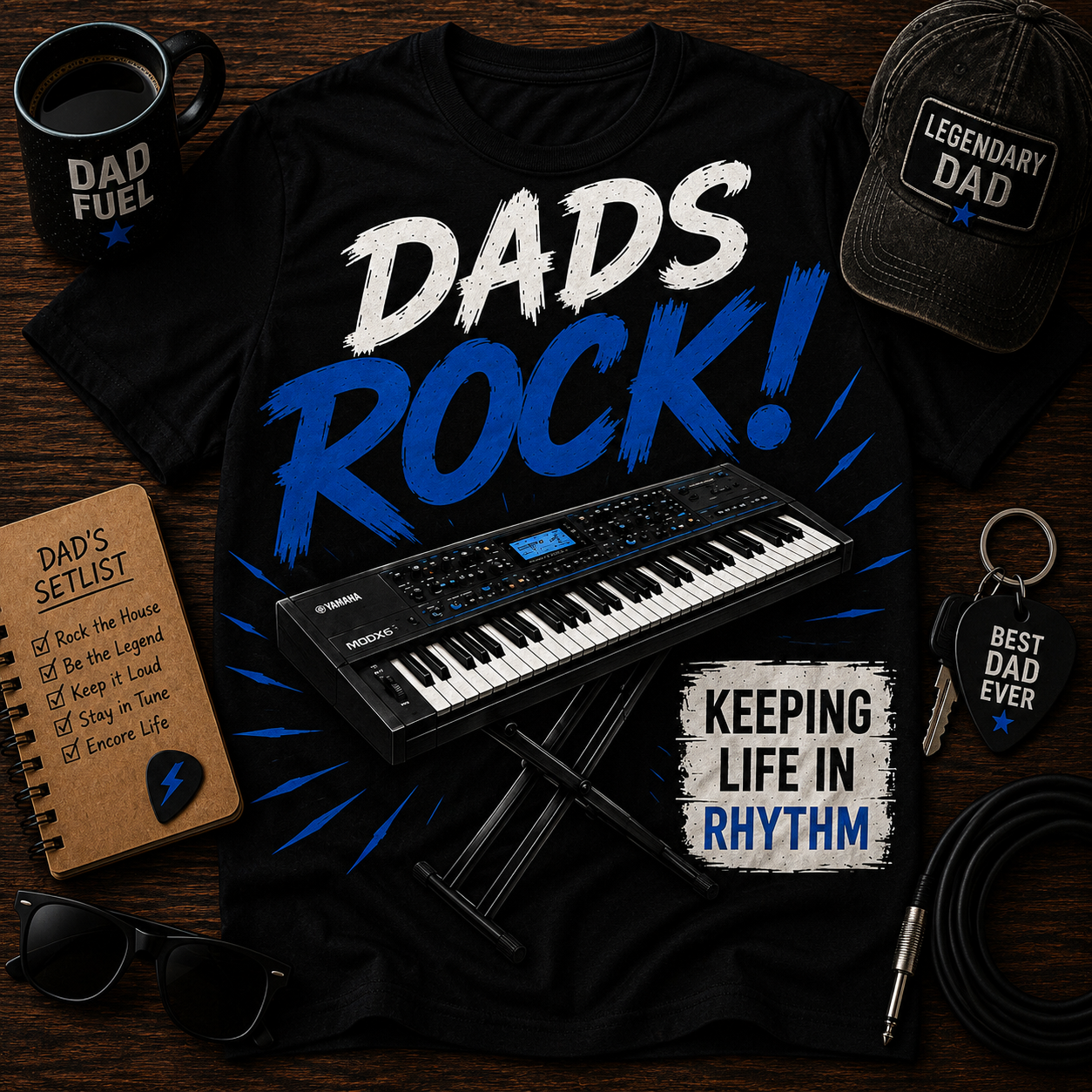 Dads Rock (Keyboard) Shirt – Keeping Life in Rhythm