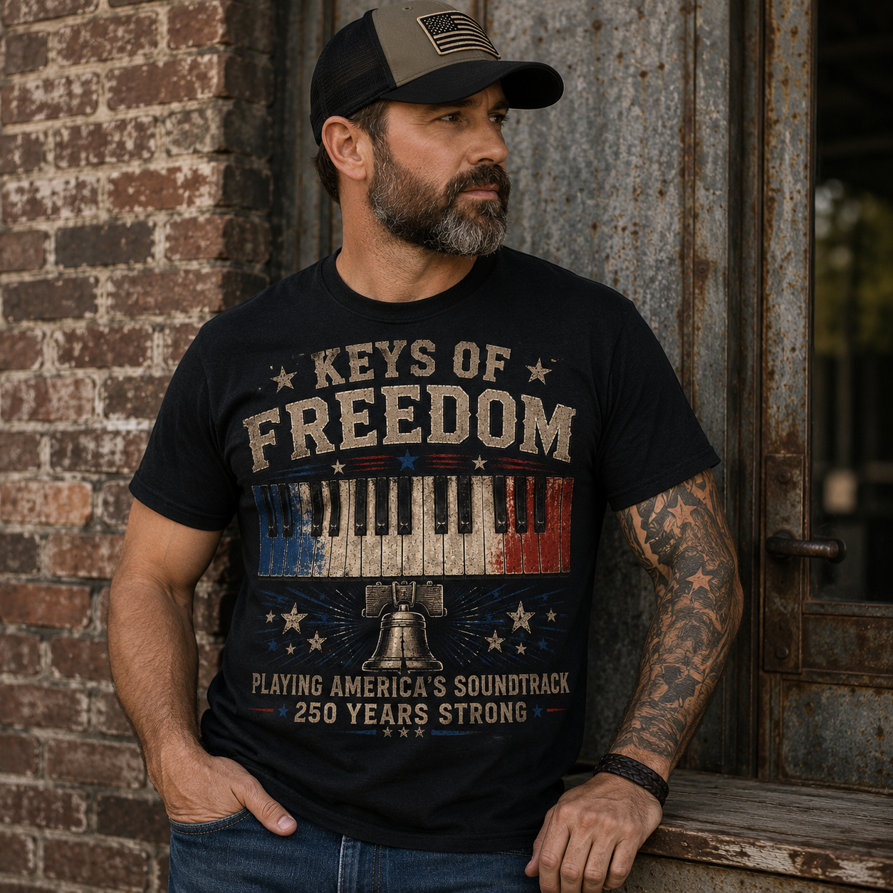 Keys of Freedom America 250 Keyboard Shirt | Patriotic Musician Tee | 1776-2026 Piano Player T-Shirt