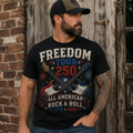 Freedom Tour 250 Guitar Shirt | America 250 Rock & Roll Tee | Patriotic 1776-2026 Musician T-Shirt
