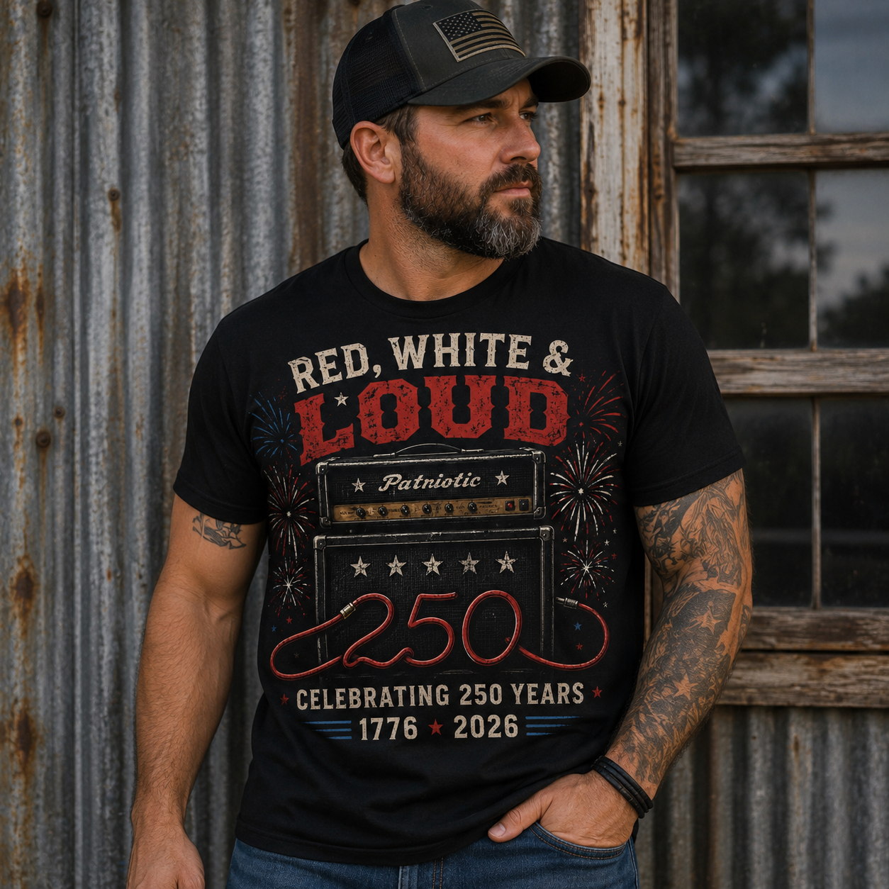 Red White and Loud America 250 Shirt | Patriotic Rock Music Tee | 1776-2026 250th Anniversary T-Shirt