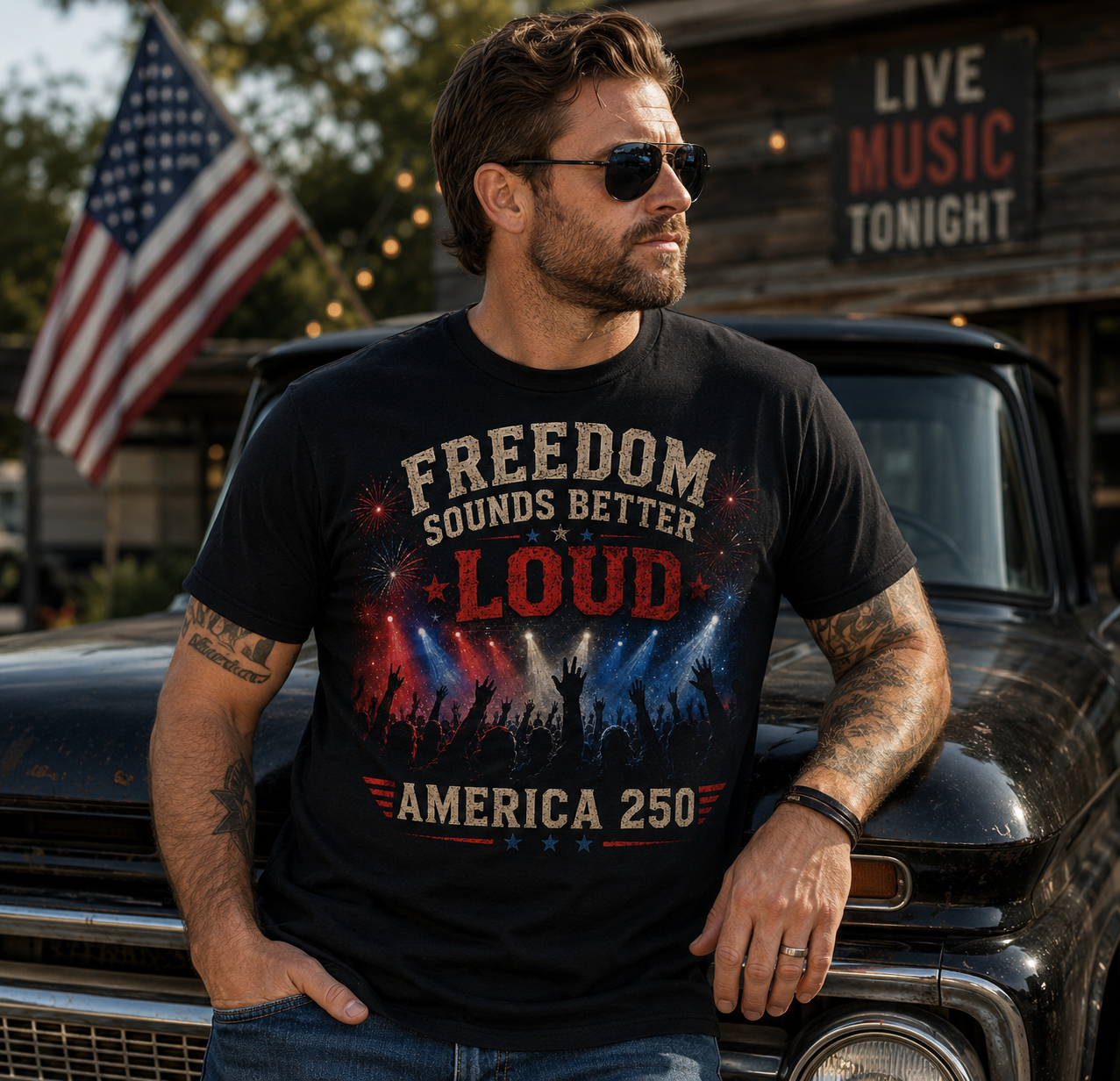 Freedom Sounds Better Loud America 250 Shirt | Patriotic Concert Tee | 1776-2026 Rock Music T-Shirt